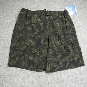 Coolibar Swim Trunks Mens Large Island Black Green Palm Fronds Print UPF50 Lined